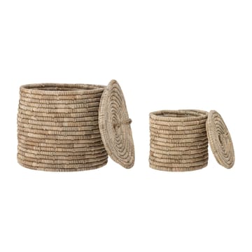 Lin storage basket with lid 2 pieces - Natural - Bloomingville