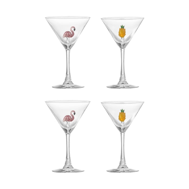 Misa cocktail glass 17 cl 4 pieces - Clear-flamingo, clear-pineapple - Bloomingville