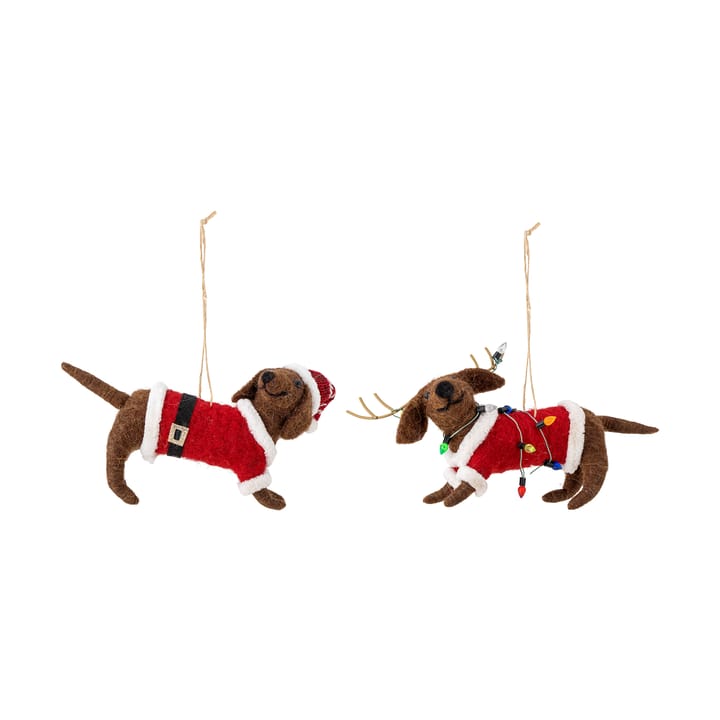 Monty Christmas ornaments 2 pieces, Brown-red Bloomingville