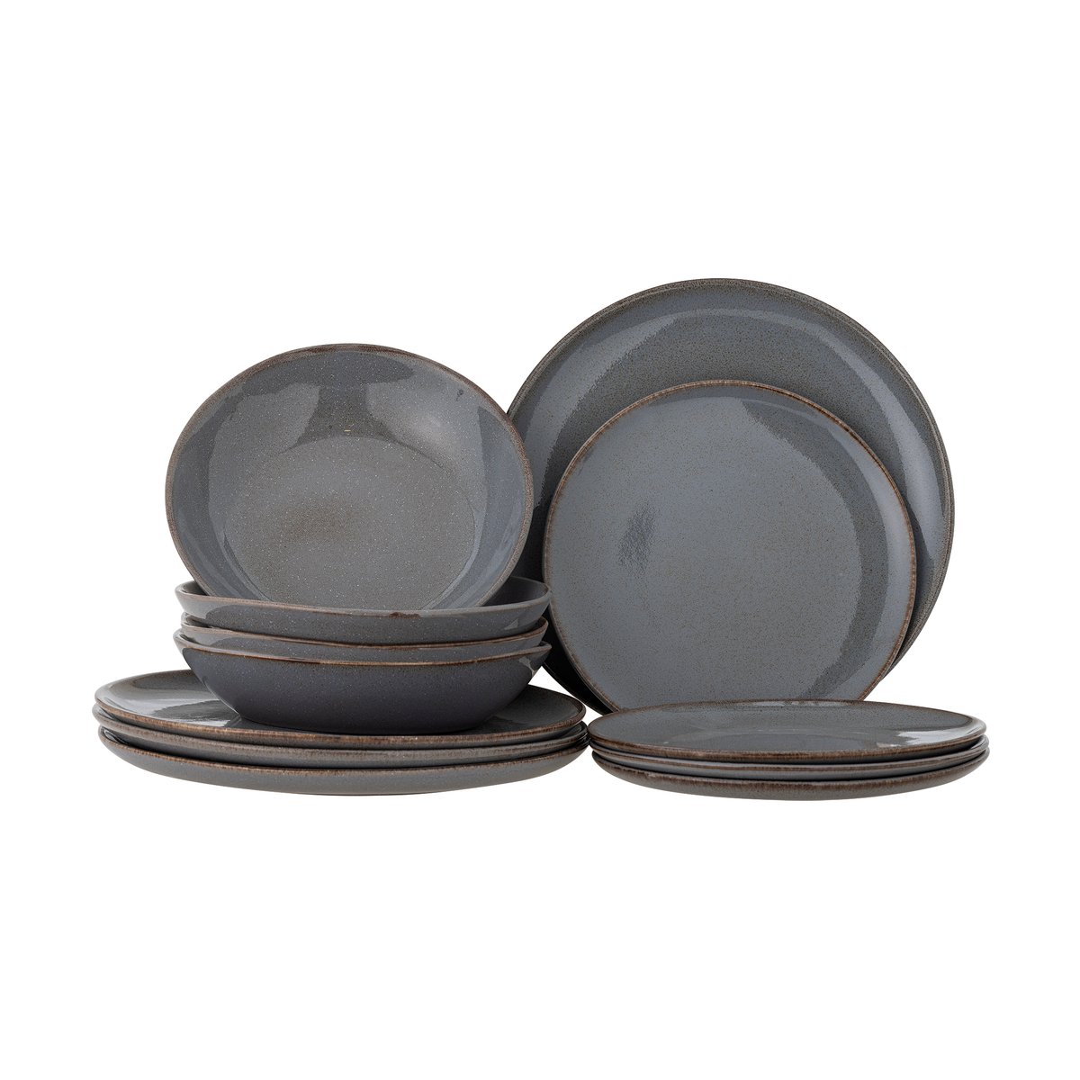 Bloomingville Sandrine Dinnerware Set 12 Pieces Grey