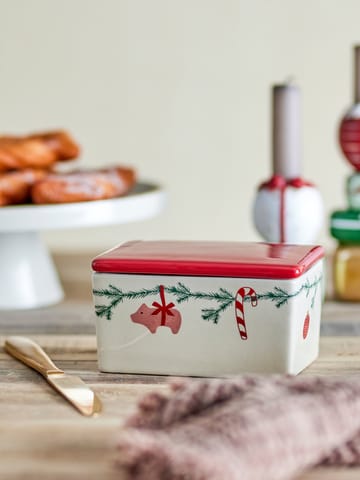 Yule butter dish 12.5x7 cm - White-red - Bloomingville