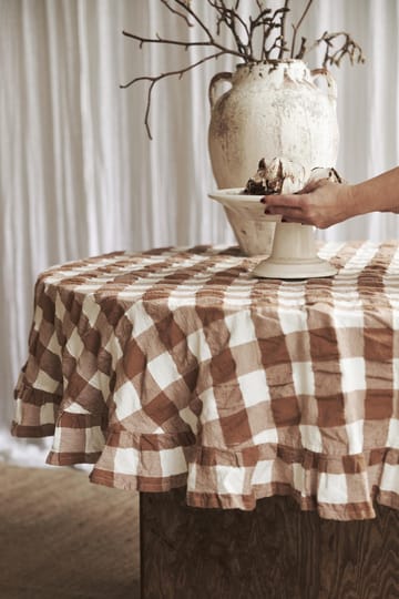 Kullavik tablecloth Ø170 cm - Brown-white - Boel & Jan