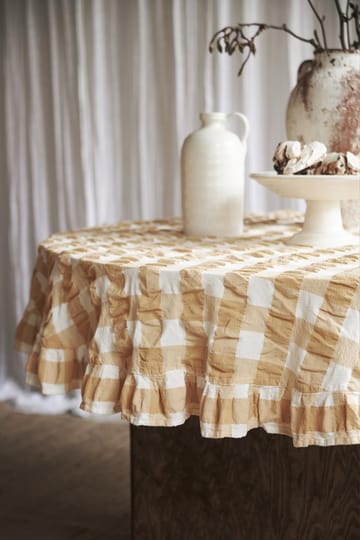 Kullavik tablecloth Ø170 cm - Yellow-white - Boel & Jan