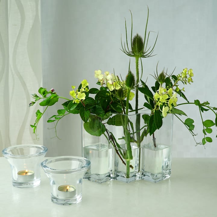 Row vase three chambers low, Clear Born In Sweden