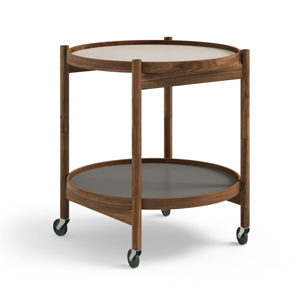 Brdr. Krüger Bølling Tray Table model 50 Stone, oiled walnut stand