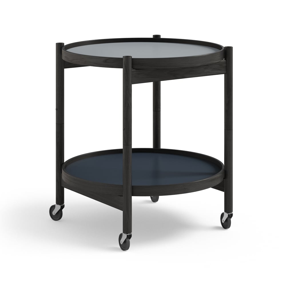 Brdr. Krüger Bølling Tray Table model 50 Water, black lacquered oak stand