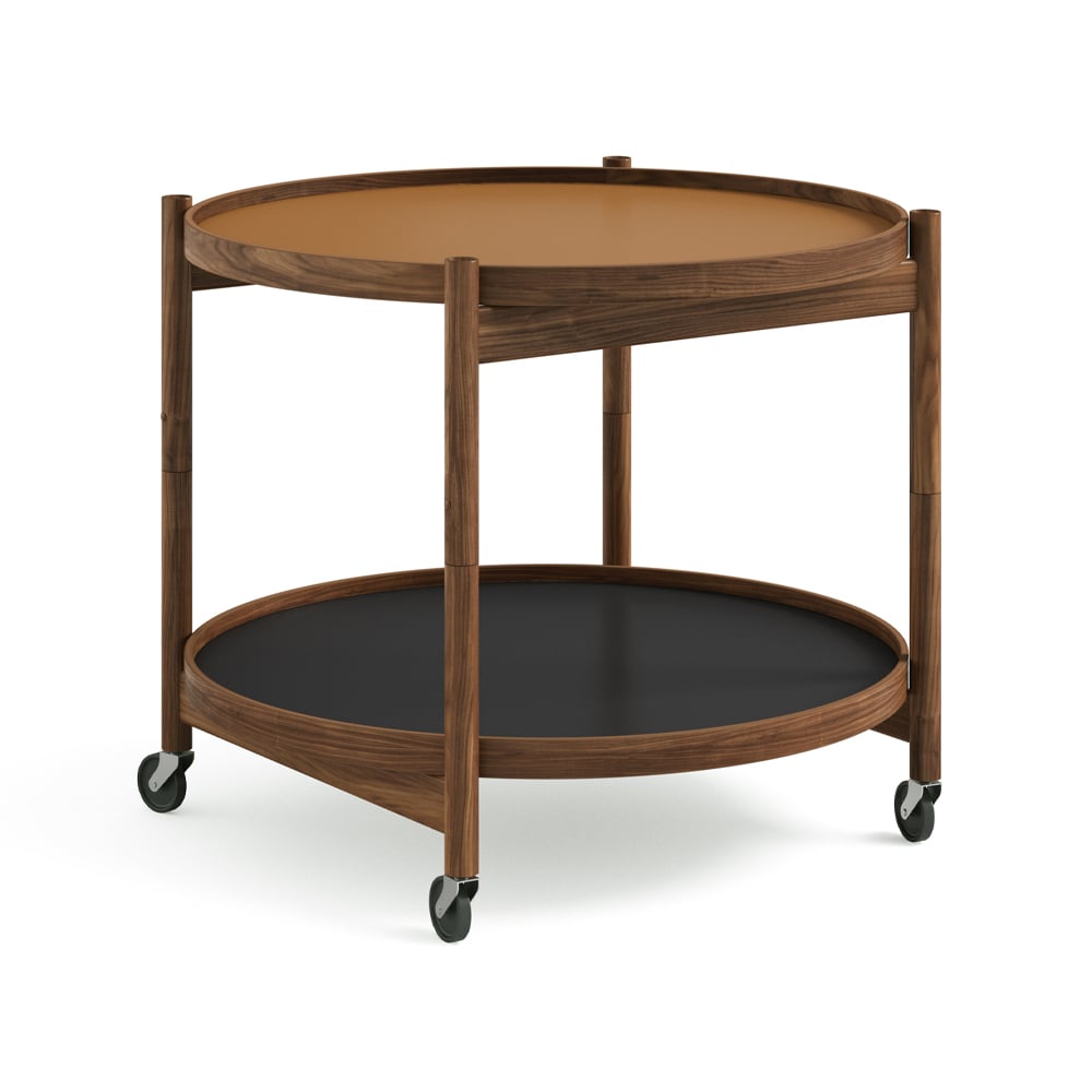 Brdr. Krüger Bølling Tray Table model 60 Clay, oiled walnut stand