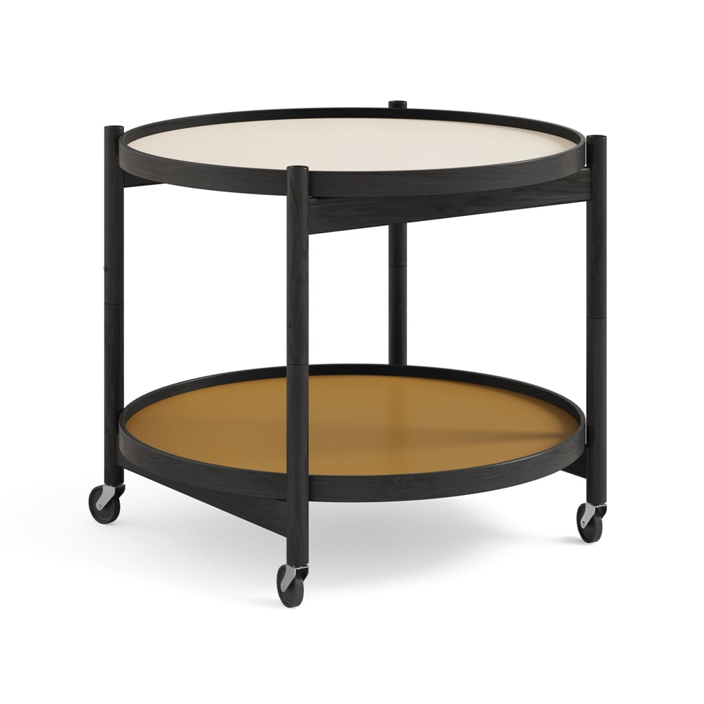 Brdr. Krüger Bølling Tray Table model 60 Sunny, black lacquered oak stand