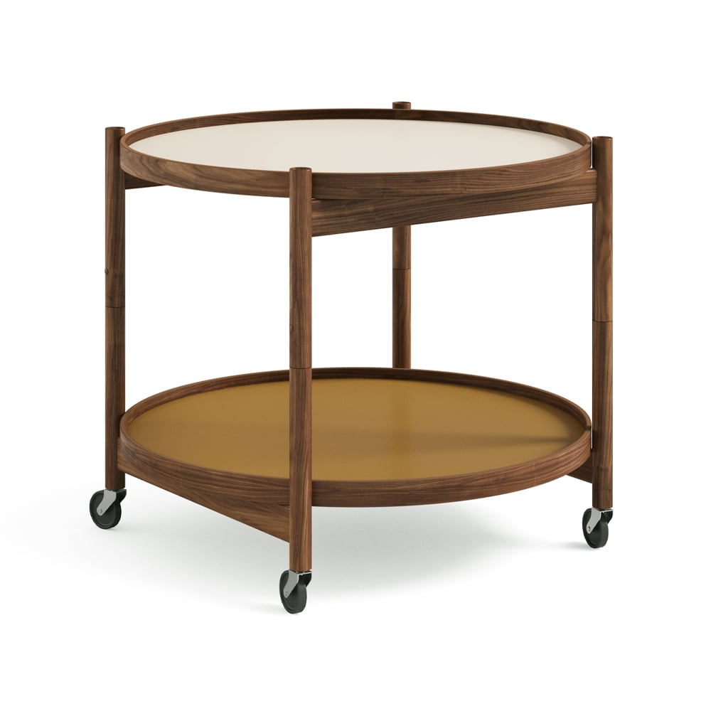 Brdr. Krüger Bølling Tray Table model 60 Sunny, oiled walnut stand