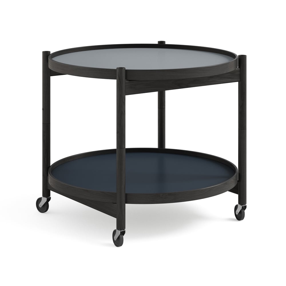 Brdr. Krüger Bølling Tray Table model 60 Water, black lacquered oak stand