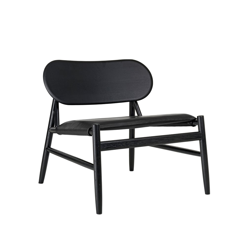 Brdr. Krüger Ferdinand lounge chair Leather black, black lacquered oak stand