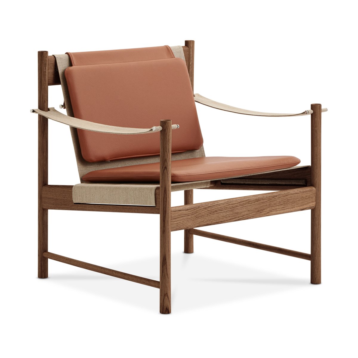 Brdr. Krüger HB lounge chair Smoke oiled oak-leather brandy