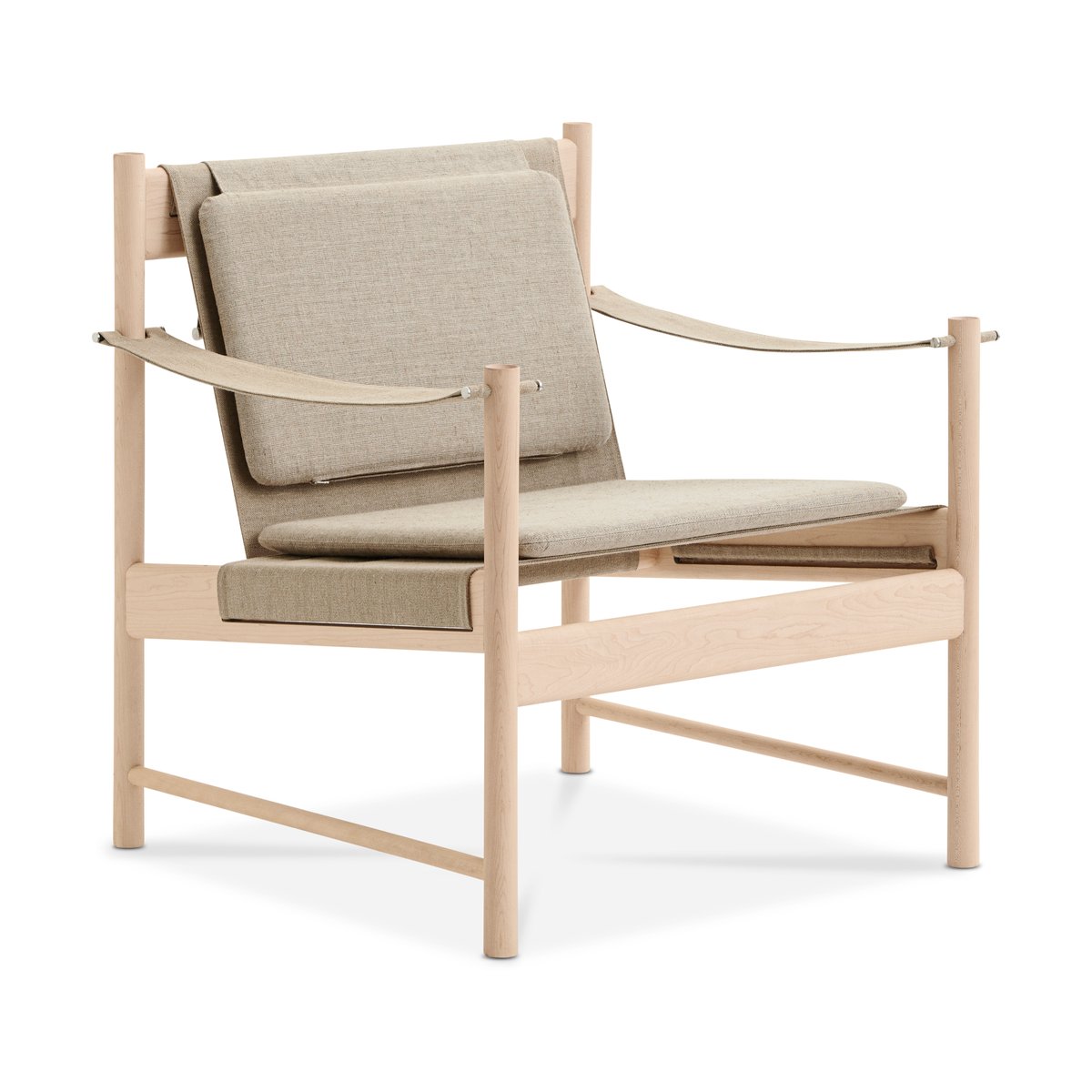 Brdr. Krüger HB lounge chair White oiled maple-canvase nature