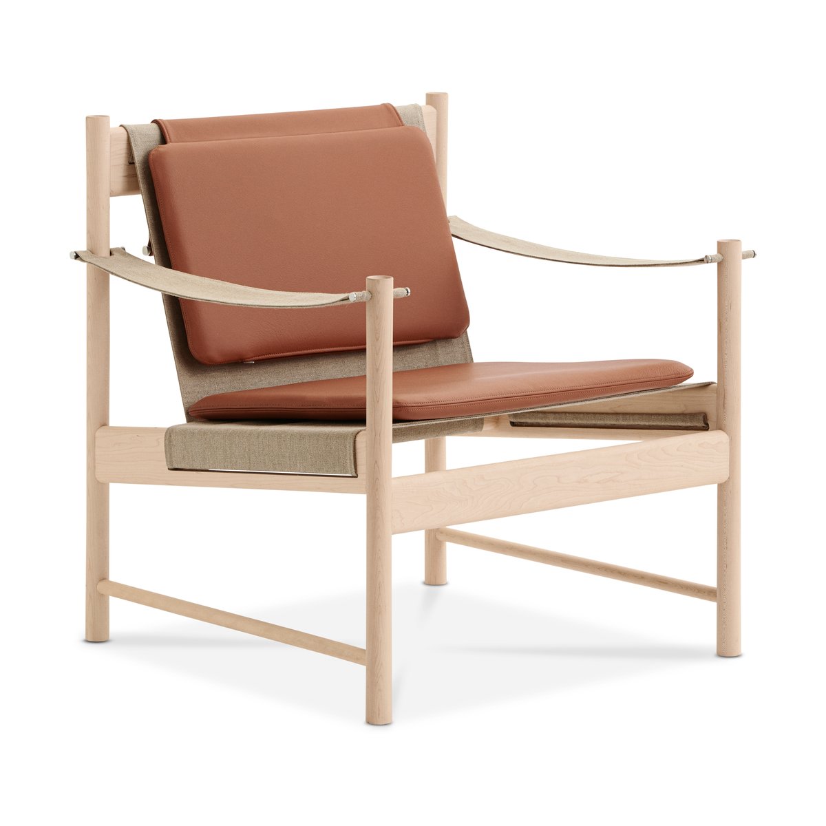 Brdr. Krüger HB lounge chair White oiled maple-leather brandy