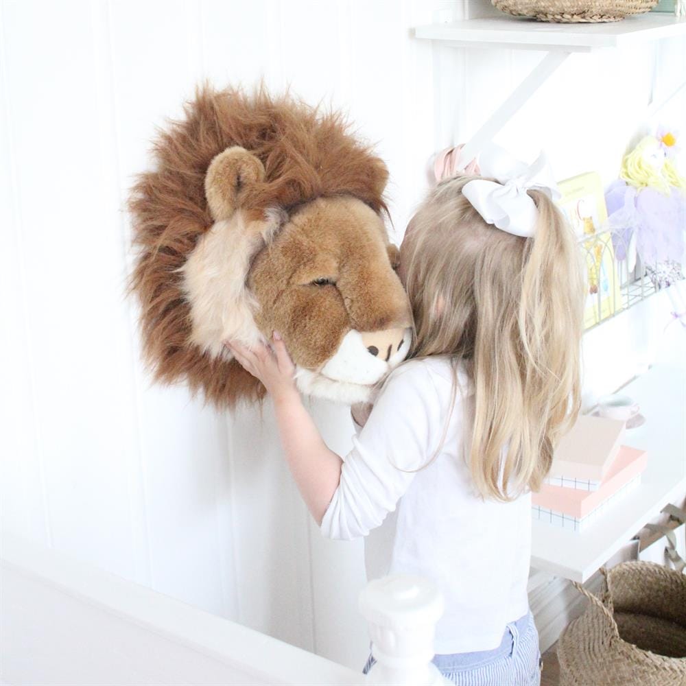 stuffed lion head wall mount