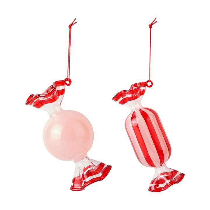 Candy Christmas tree pendant glass 2 pieces - Dusty pink - Broste Copenhagen