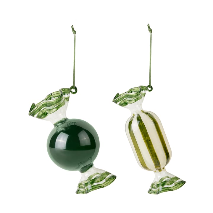 Candy Christmas tree pendant glass 2 pieces - Forest green - Broste Copenhagen