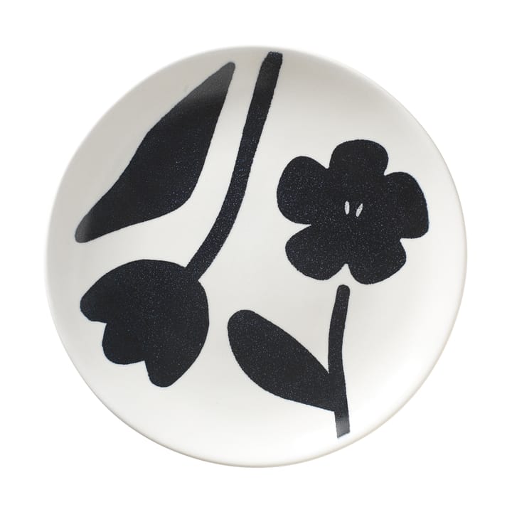 Flora plate Ø20 cm - Black-off white. - Broste Copenhagen