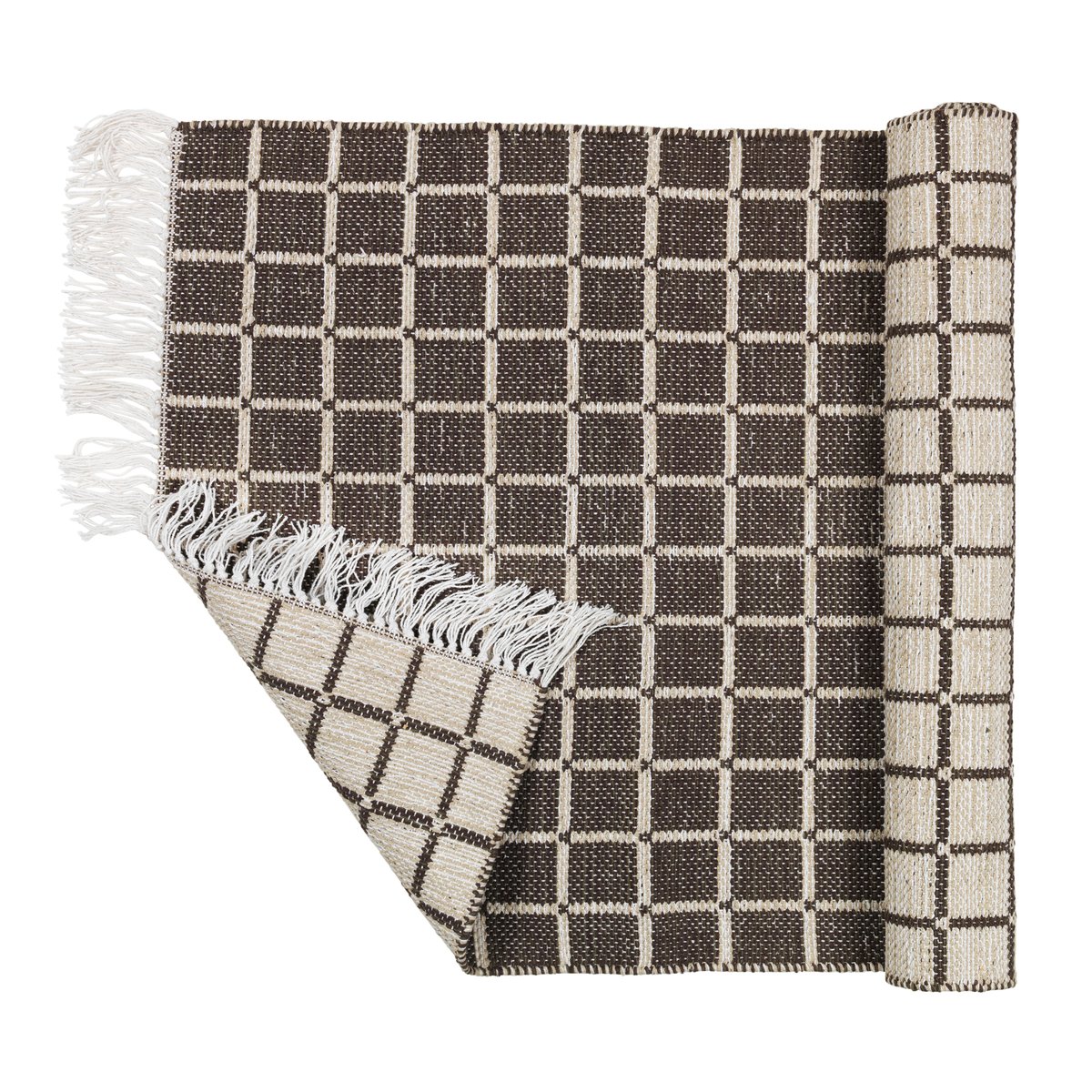 Broste Copenhagen Henny cotton rug  140x200 cm light grey-aubergine