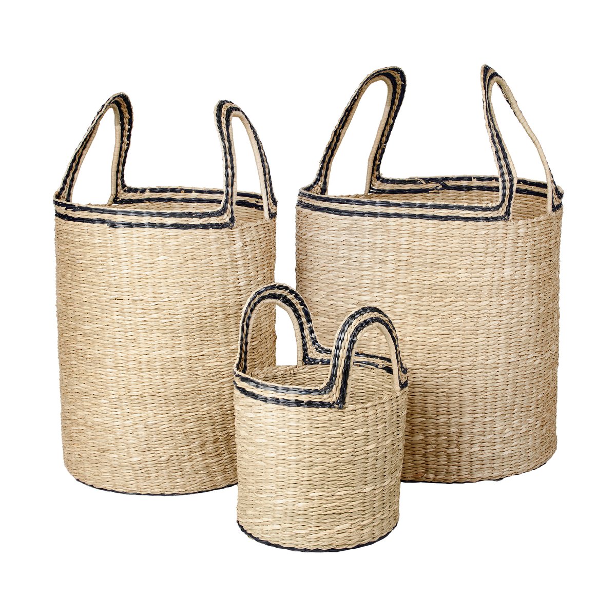 Broste Copenhagen Lykke basket 3 pieces Natural black