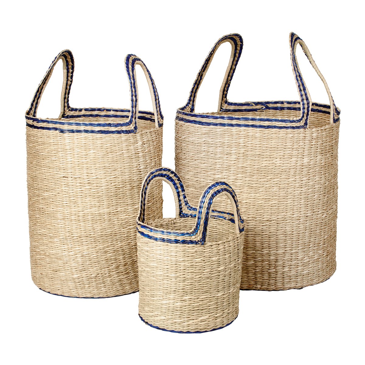 Broste Copenhagen Lykke basket 3 pieces Natural-blue