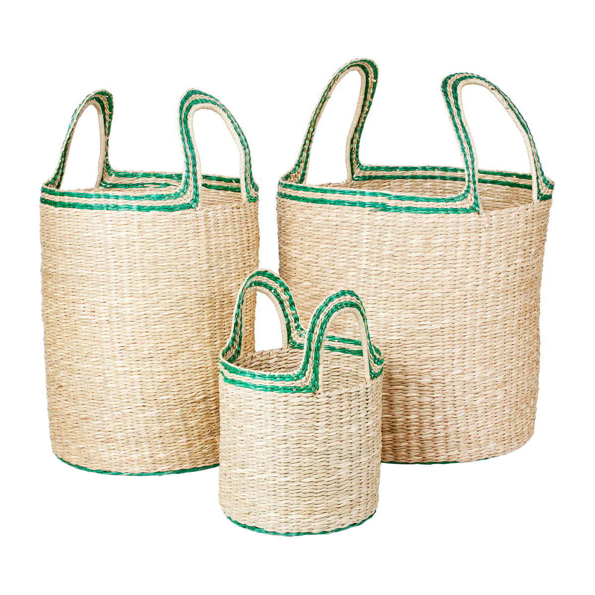 Broste Copenhagen Lykke basket 3 pieces Natural-green