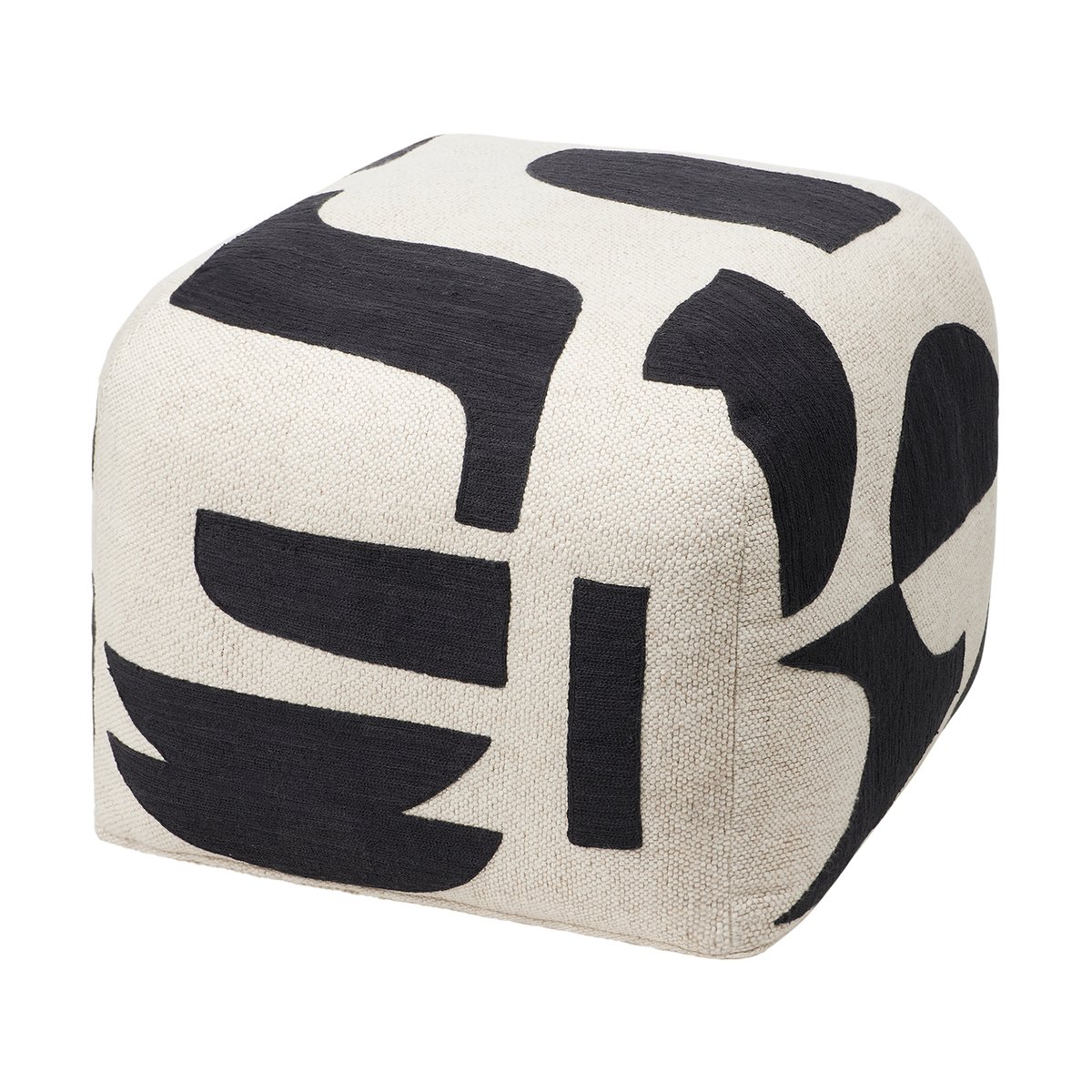 Broste Copenhagen Mundo pouf 38 cm Black-light beige