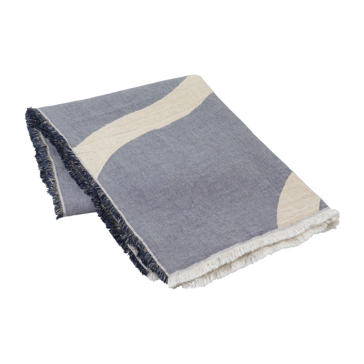 Broste Copenhagen Tide throw cotton-linen 130x180 cm Maritime blue