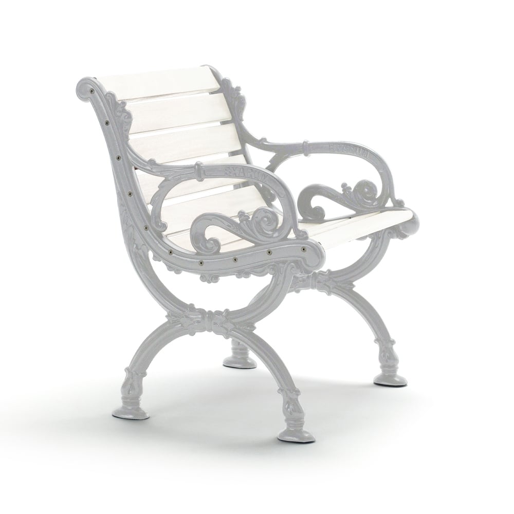 Byarums bruk Byarum armchair White lacquered pine, raw aluminum stand