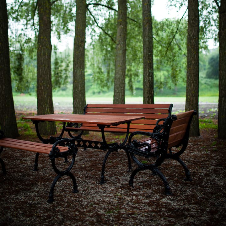 Byarum table 142x72 cm, Pine brown glaze, black stand Byarums bruk