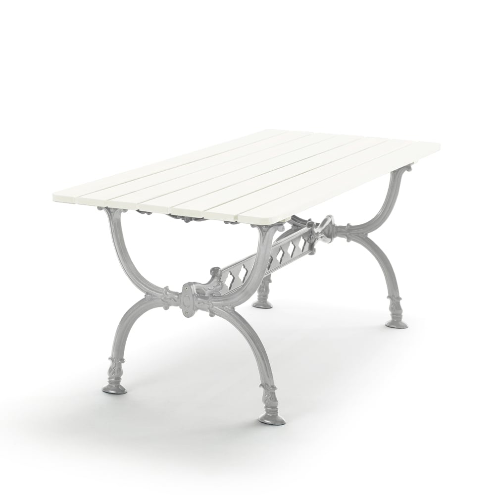 Byarums bruk Byarum table 142x72 cm White lacquered pine, raw aluminum stand