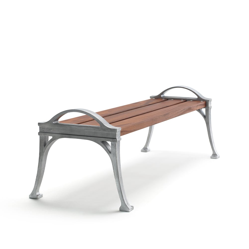 Byarums bruk Lessebo bench Mahogany, raw aluminum stand