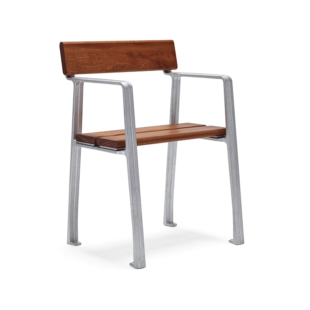 Byarums bruk Piccolo armchair Mahogany, raw aluminum stand