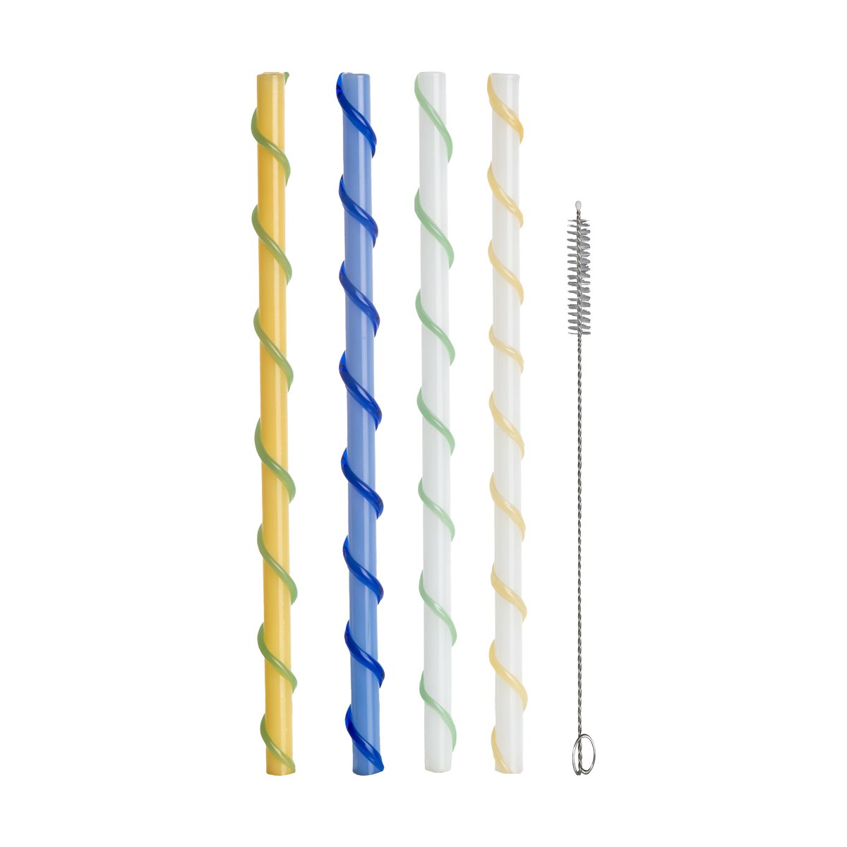 Byon Celebrate straws long 20 cm 4 pieces Blue-white-yellow-green