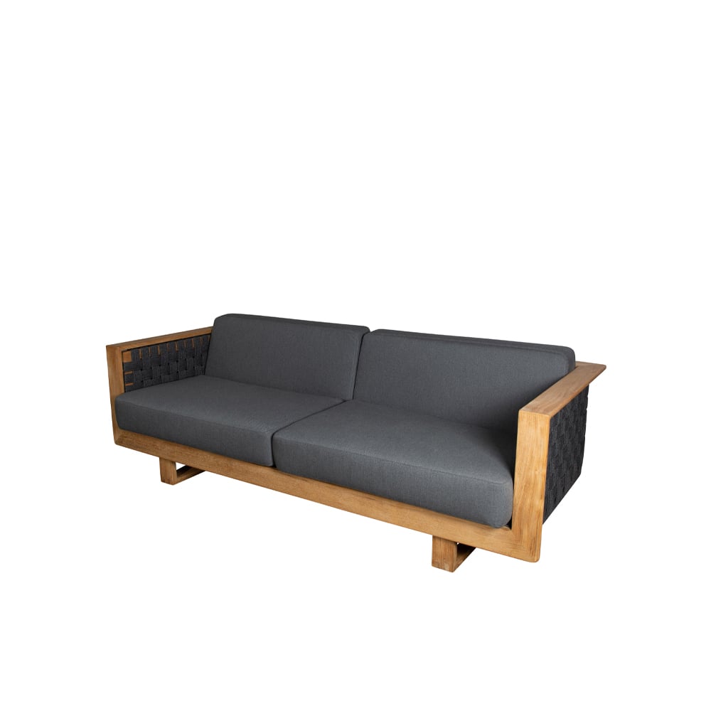 Cane-line Angle sofa 3-seater Dark grey, teak