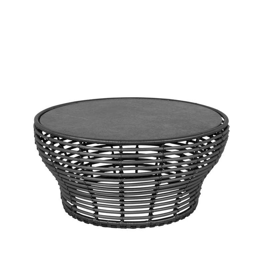 Cane-line Basket coffee table Fossil black, large, grey braided base