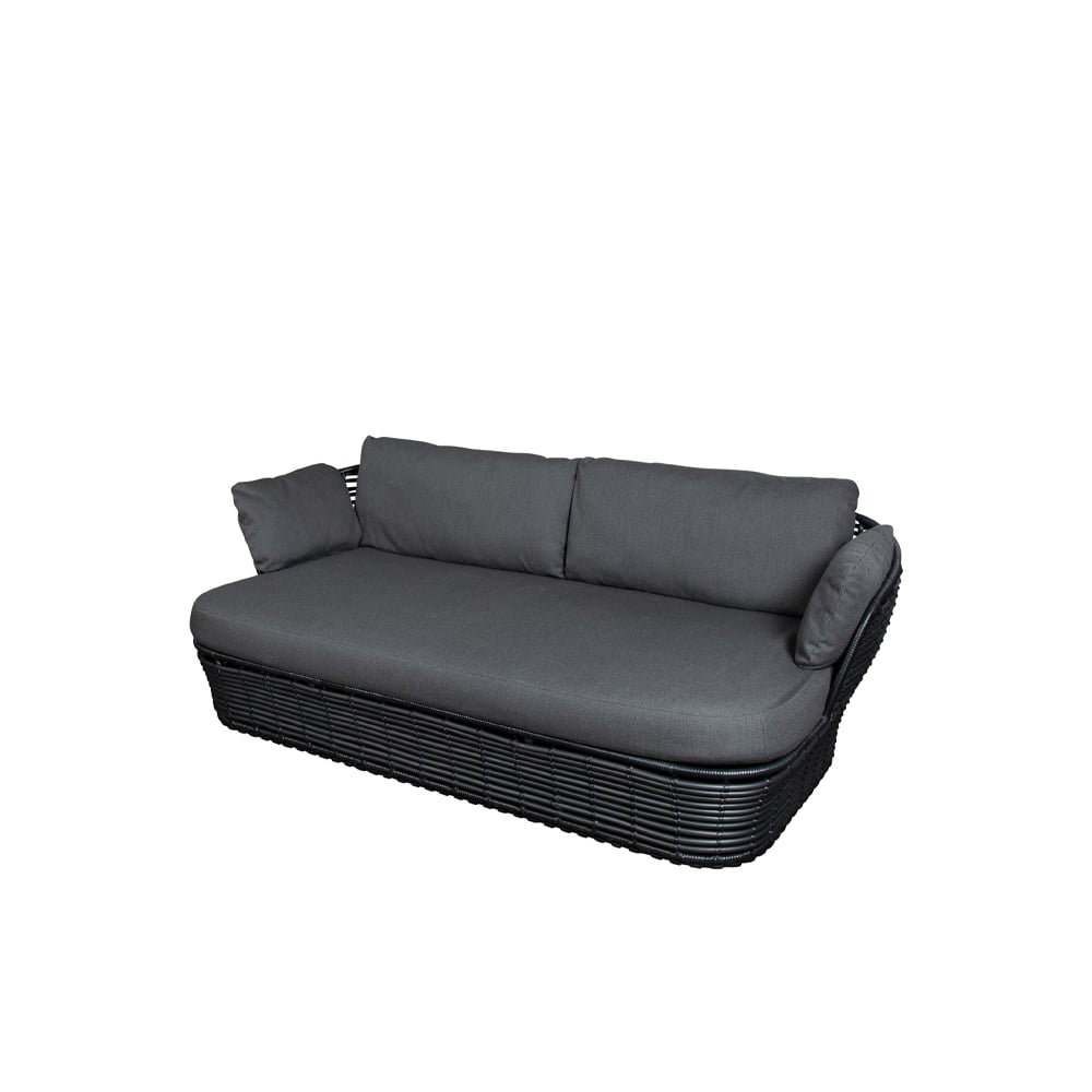 Cane-line Basket sofa 2-seater Graphic grey, grey cushions