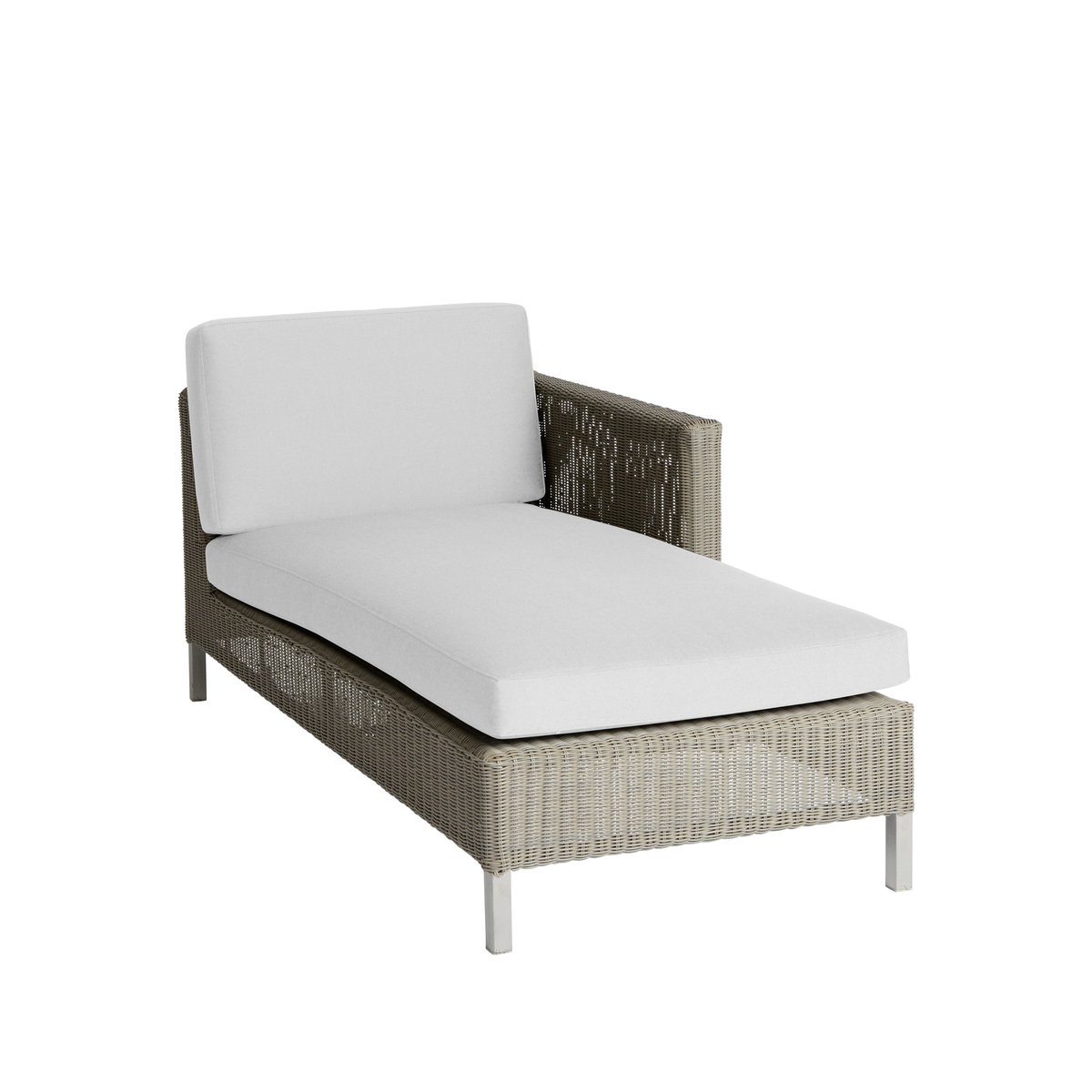 Cane-line Connect chaise longue Taupe, white cushions