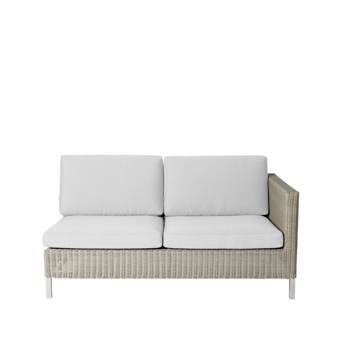 Cane-line Connect modular sofa 2-seater taupe, left, white cushions