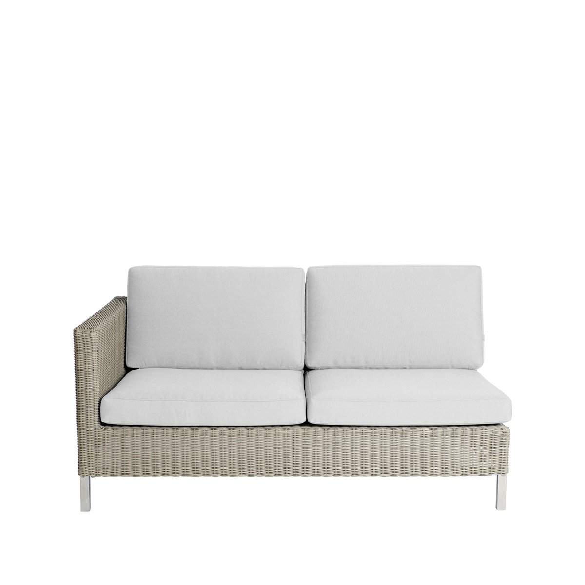 Cane-line Connect modular sofa 2-seater taupe, right, white cushions