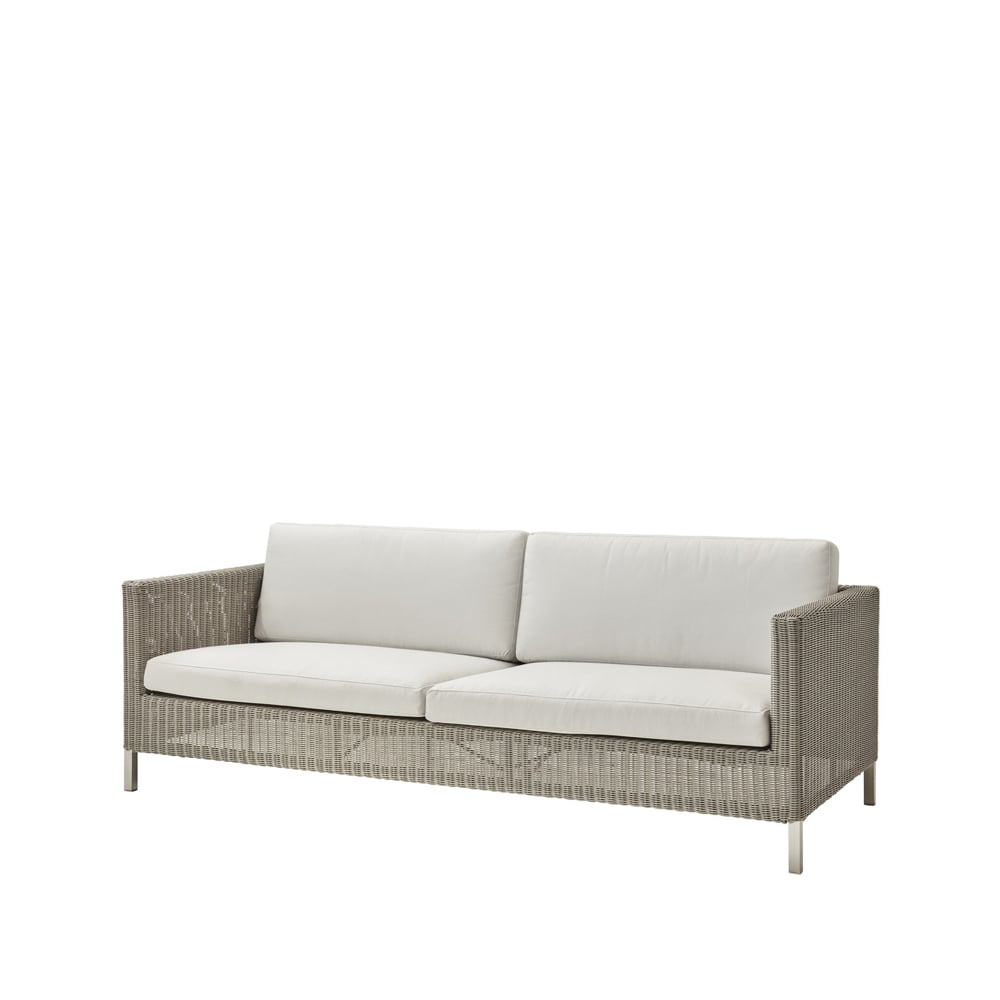 Cane-line Connect sofa 3-seater Taupe, cushion set Cane-Line Natté white