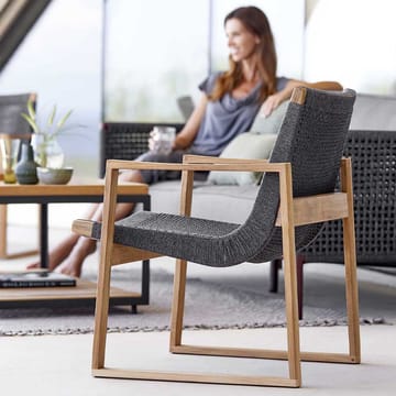 Endless lounge armchair - Dark grey, teak stand - Cane-line