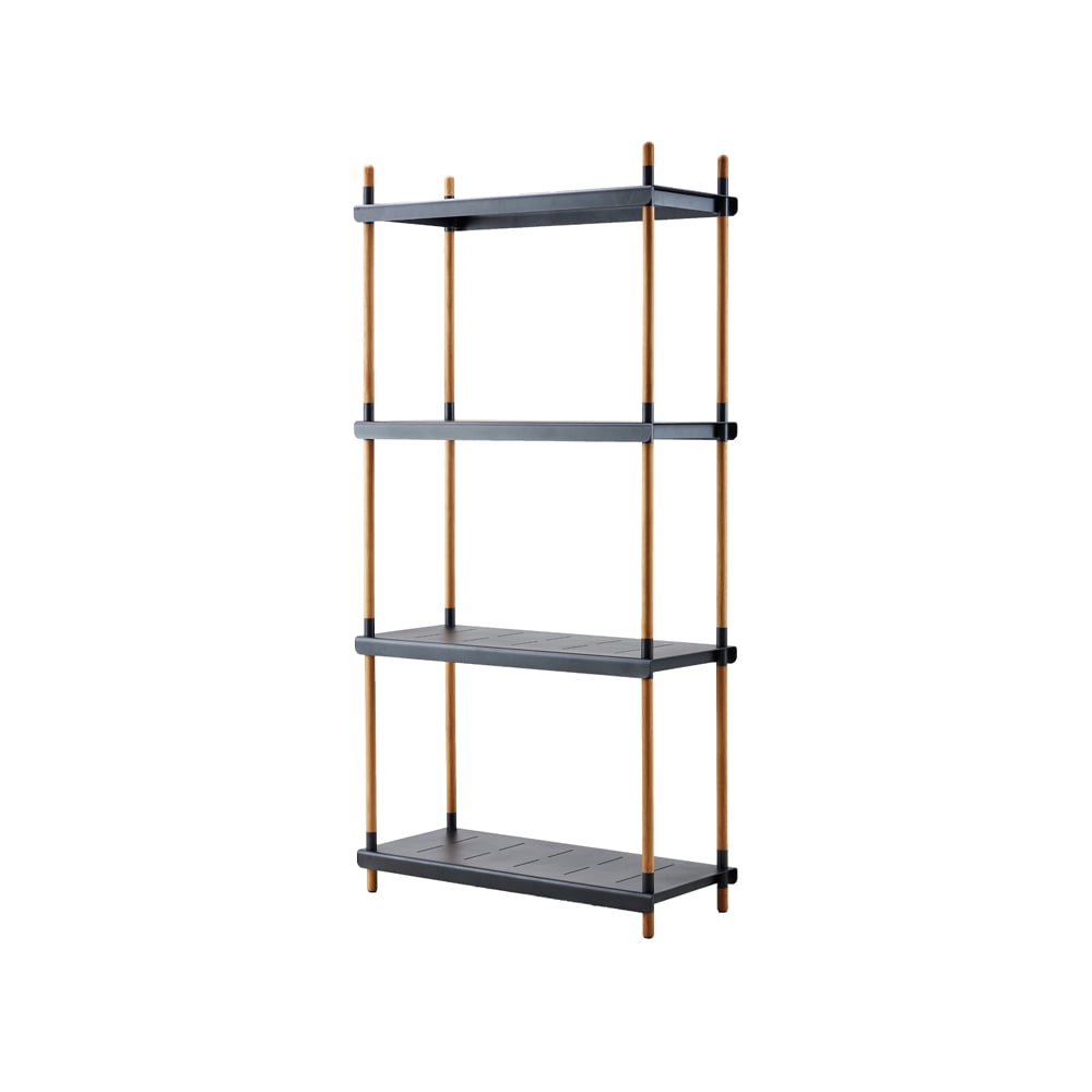 Cane-line Frame shelving system Lava grey, complete, teak