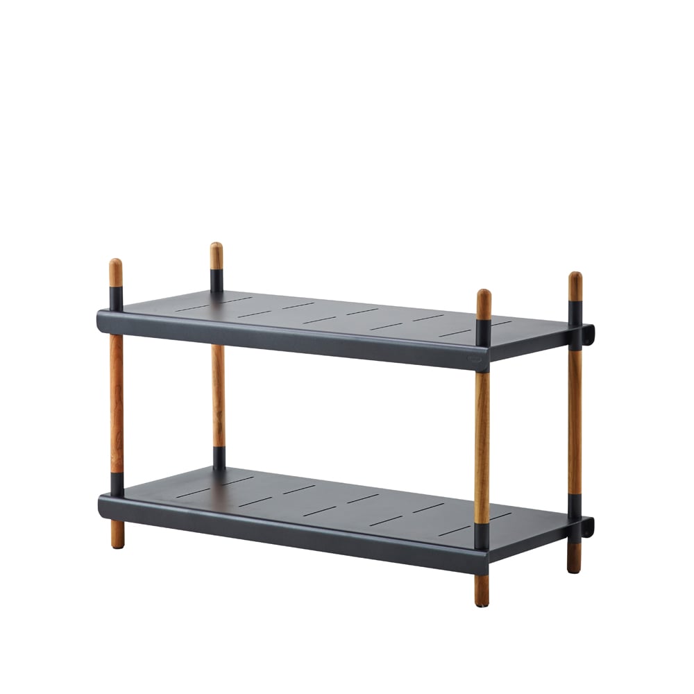 Cane-line Frame shelving system Lava grey, low, teak