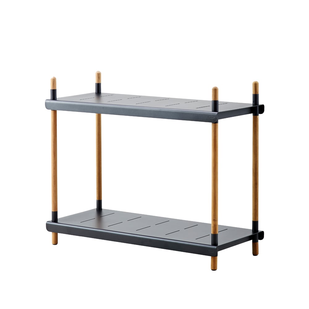 Cane-line Frame shelving system Lava grey, tall, teak