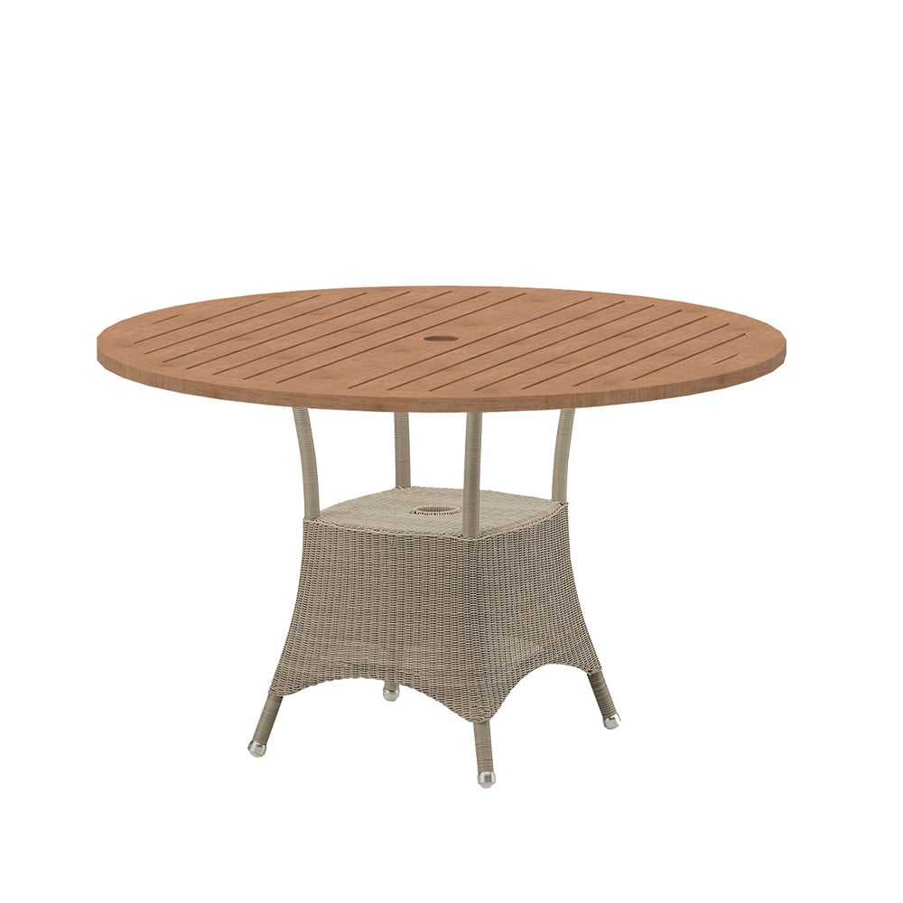 Cane-line Lansing dining table Ø120 cm Teak-weave taupe