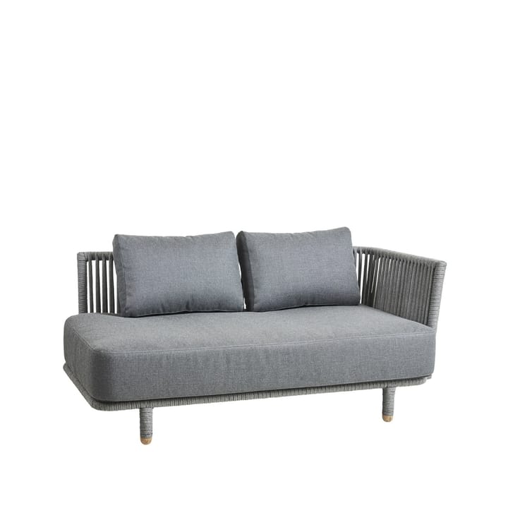 Moments modular sofa, 2-seater grey, left, Cane-Line soft rope Cane-line