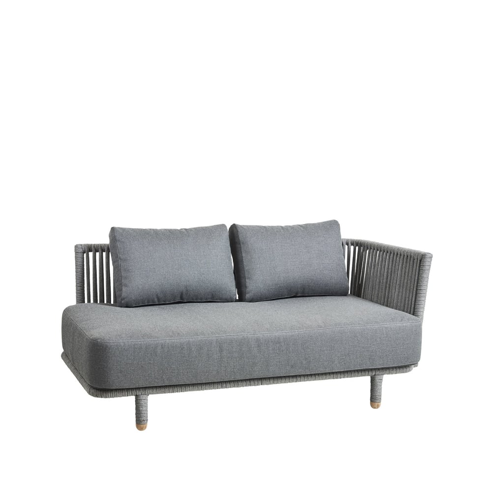 Cane-line Moments modular sofa 2-seater grey, left, Cane-Line soft rope