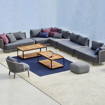 Moments modular sofa - 2-seater grey, left, Cane-Line soft rope - Cane-line