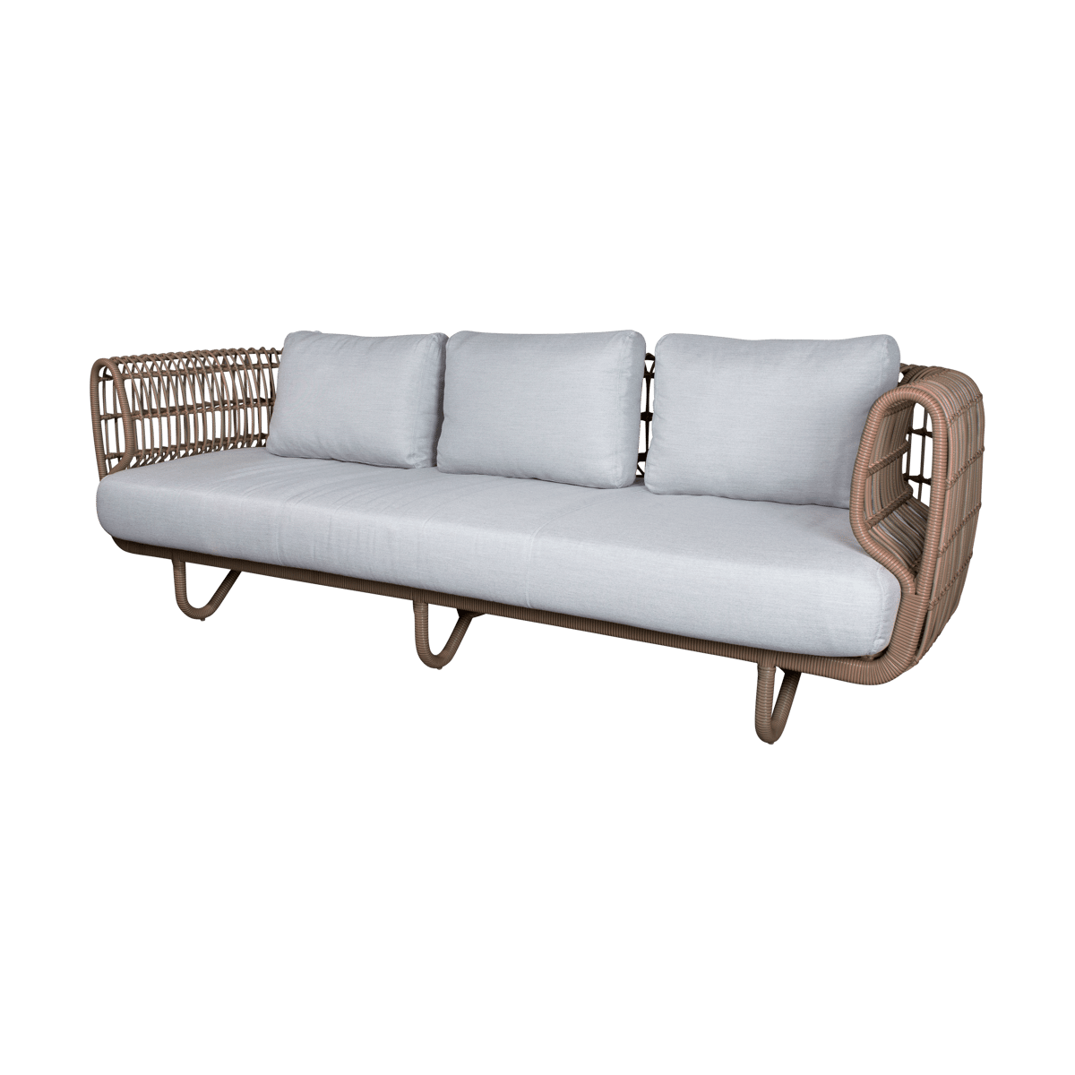 Cane-line Nest sofa 3-seater weave Natural, Cane-Line Natté light grey